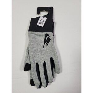 Nike Club Fleece Winter Gloves Gray And Black Mens Touch Screen Compatible -LG